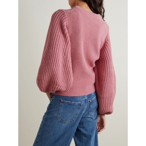 STAUD Pink Aura ribbed wool-blend sweater sz Medium - Picture 2 of 13